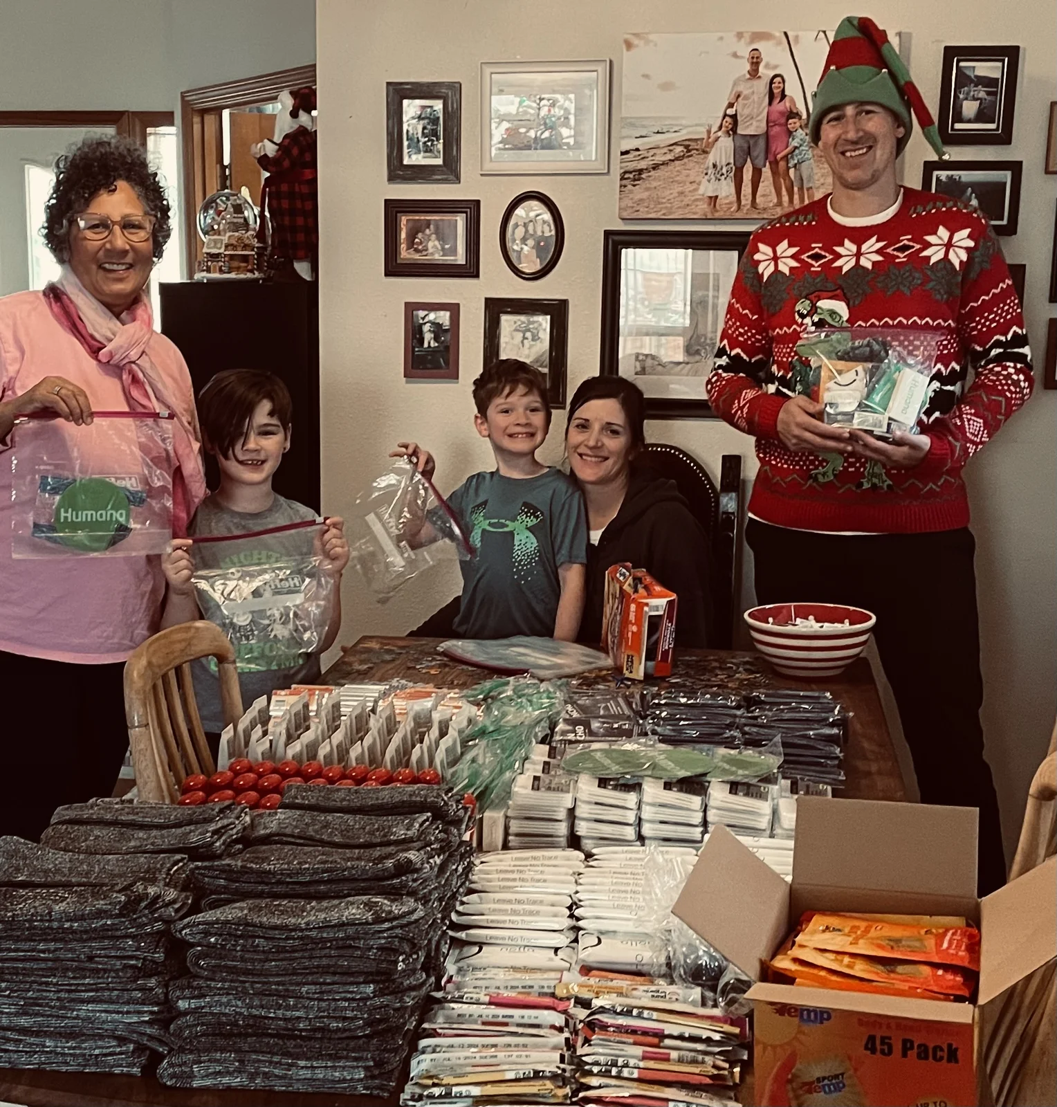 Preparing community shelter packs