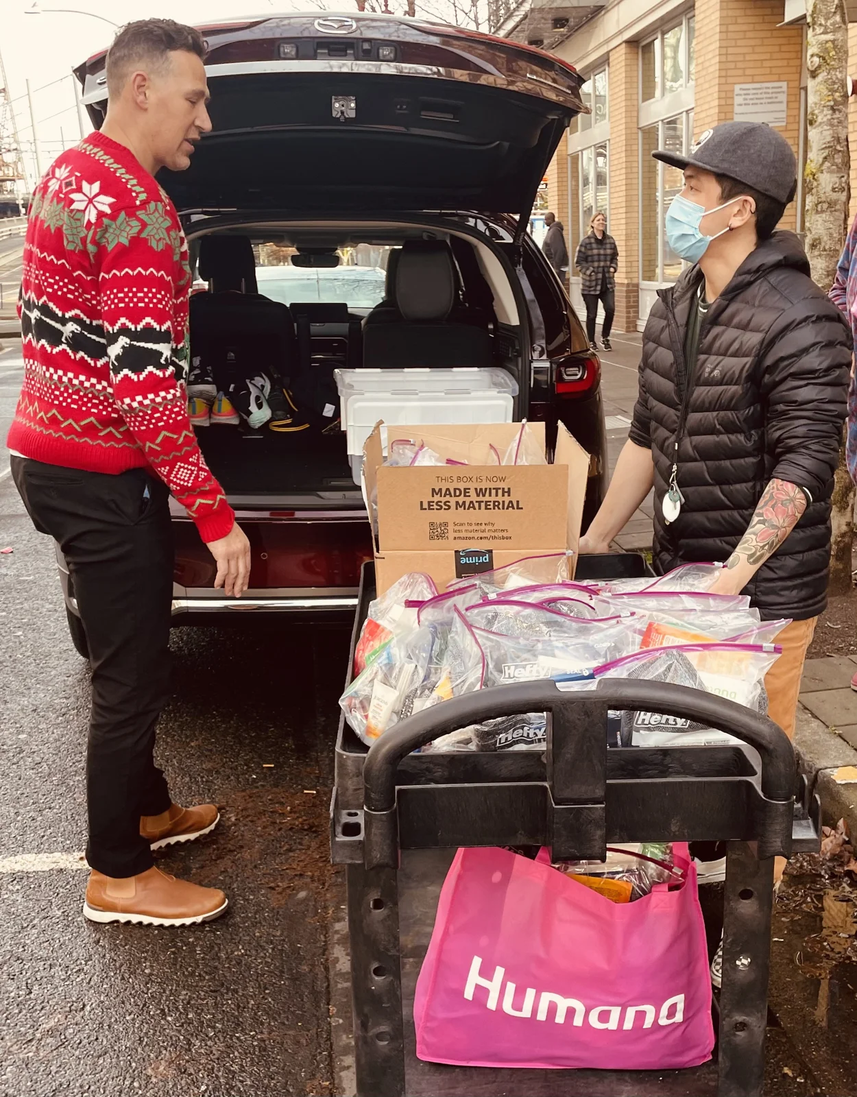 Sean delivering supplies to Blanchet House
